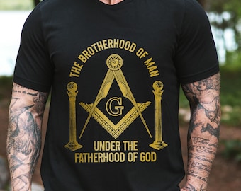 Mason Masonic Shirt Brotherhood Square & Compass Symbol Tshirt Christian Freemason Shriner Masonic Gifts Masonic T-Shirt