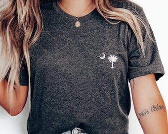 Embroidered South Carolina Shirt Embroidery Palmetto Moon Tshirt South Carolina Pride T-Shirt Gift Idea Unisex Jersey Tee