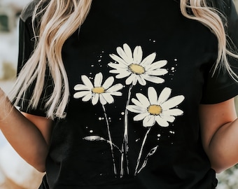 Daisy Birth Flower Shirt April Birth Flower Tshirt Floral Wildflower Wild Flower March Birthday Gifts T-Shirt