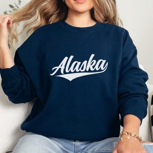 Alaska Embroidery Sweater Embroidered Alaska Sweatshirt Retro Sports Fan Alaska Pride Gift Idea Unisex Crewneck Sweatshirt