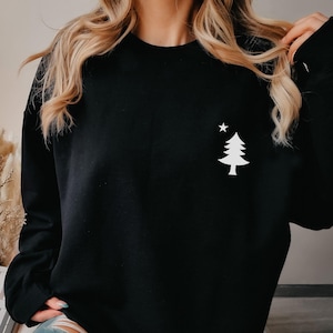Maine Pine Tree State Embroidered Sweater Embroidery Maine Pride Sweatshirt State Flag Gift Idea Unisex Crewneck Sweatshirt