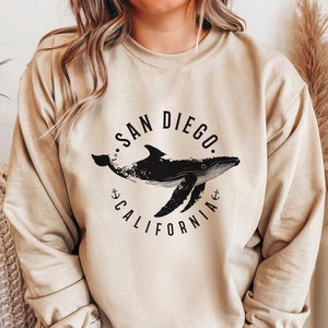 San Diego California Sweater Sweatshirt San Diego Souvenirs Whale Lover Ocean Nautical Gift Idea Crewneck Sweatshirt