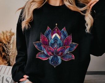 Lotus Flower Sweatshirt Lotus Sweater Vintage Floral Buddhism Yoga Sweatshirt Zen Buddhist Gift Idea Yoga Lover Crewneck Sweatshirt