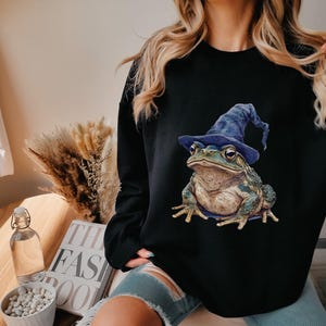 Wizard Frog Sweater Funny Toad Wearing Wizard Hat Sweatshirt Whimsical Goblincore Goblin Core Gifts Crewneck Sweatshirt