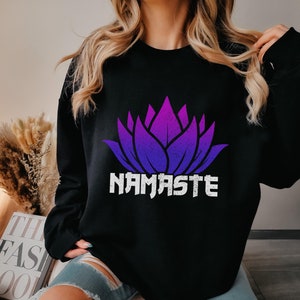 Namaste Lotus Flower Sweatshirt Lotus Sweater Vintage Floral Buddhism Yoga Sweatshirt Zen Buddhist Gift Idea Yoha Lover Crewneck Sweatshirt