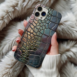 Telefoonhoesje met MagSafe-functie en mozaïekprint van reptielenhuid, magnetisch voor iPhone 13 14 15 16 17 Pro Max, imitatie glas-in-lood krokodil slang, luxe telefoonhoesje, cadeau