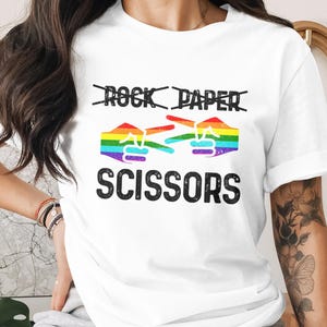 Rock Paper Scissors Lesbian Pride T-Shirt Funny Unisex Tee, LGBTQ+ Pride Month Shirt