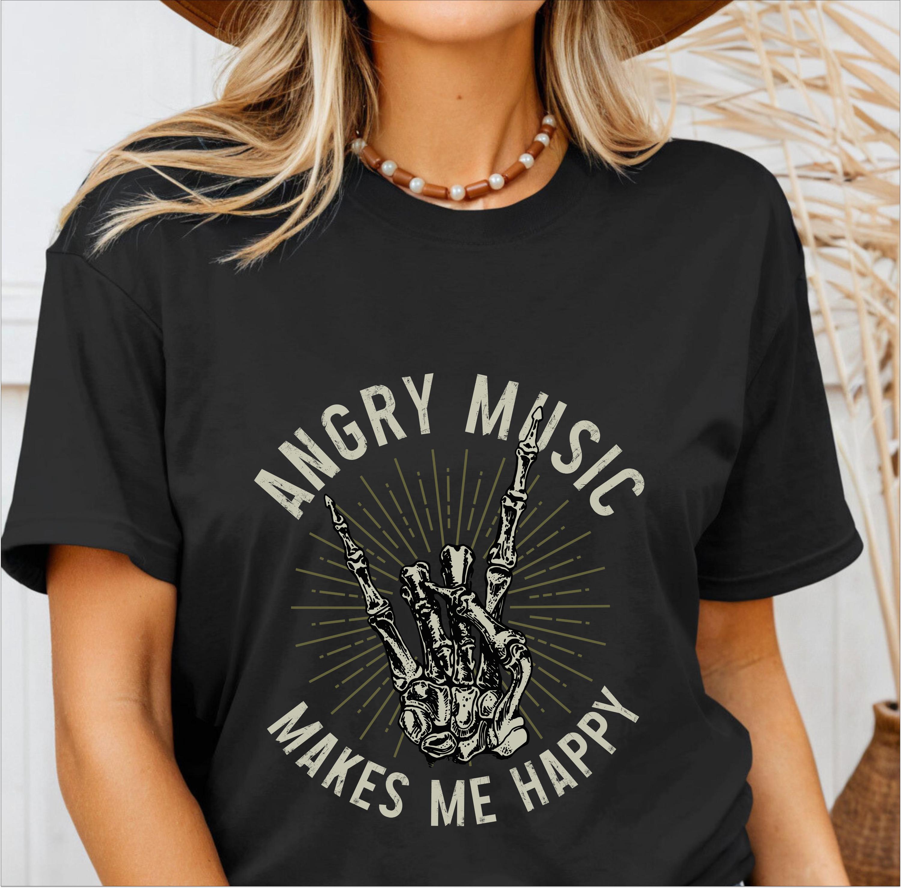 Angry Music Makes Me Happy Shirt Metal Head Tshirt Funny Heavy