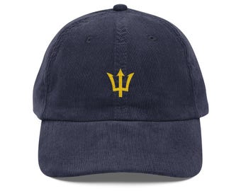 Barbados Flag Corduroy Cap Embroidered Baseball Hat Embroidery Barbados Pride Gift Idea Vintage Cap