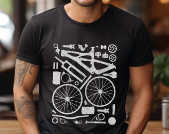 Mountain Bike Shirt Vintage Mountain Biking Tshirt Enduro Bicycle Parts Downhill T-Shirt MTB Tee Mountain Biker Gift idea