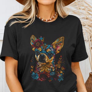 Chihuahua Shirt Wildflower Floral Chihuahua Mom Tshirt Vintage Flowers Colorful Chihuahua Lover Dog Mom Gift T-Shirt
