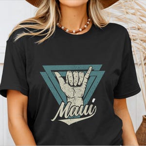 Maui Hawaii Shirt Hang Loose Hawaiian Surf Tshirt Vintage Retro Beach Wave Surfer Gifts Souvenir T-Shirt