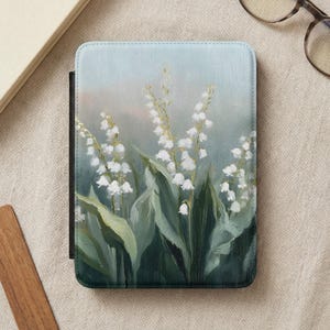 Lily of the Valley Kindle Case, Elegant Floral Art Kindle Cover, Spring Botanical Painting E-Reader Sleeve, Delicate White Flowers, Nature