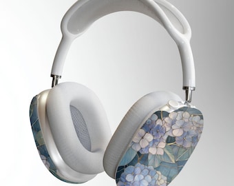 Blue Hydrangea Stained Glass Style Airpods Max Case Wildflower Floral Artful Aesthetic Gift Idea Apple AirPods Max Shell Case Cover