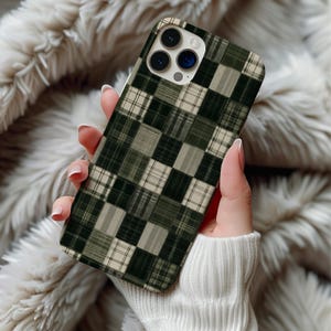 MagSafe-Handyhülle mit Karomuster, magnetisch, für iPhone 17, 16, 15, 14 Pro Max und Galaxy S26, Vintage-Tartan, kariert, Waldgrün, Dunkelakademia