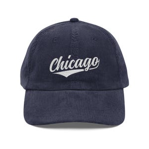 Chicago Corduroy Cap Embroidered Chicago Baseball Hat Embroidery Retro Sports Style Chicago Illinois Souvenirs Gift Idea Corded Vintage Cap