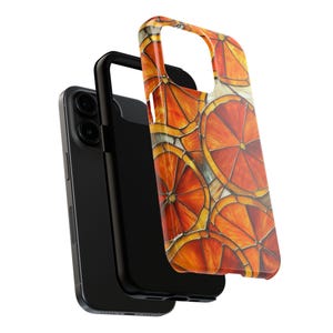 Geschnitten Orange Glasmalerei Telefonhülle Kunstvolle ästhetische Zitrusfrucht-Muster Hülle Geschenk iPhone 13 14 15 16 17 Pro Max Gehäuse Tough Phonecase Bild 3