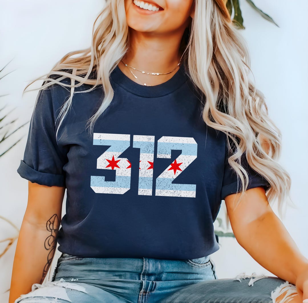312 Chicago Flag Shirt Area Code Chicago Illinois Tshirt Vintage ...