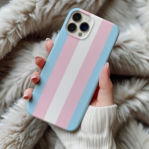 Transgender Flag Mag Safe Phone Case iPhone 16 15 14 17 Pro Max S26 Cover, Trans Pride Flag Cute Aesthetic Minimalist Line Phone Casing