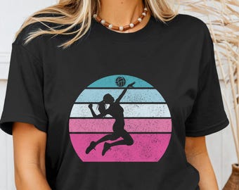 Volleyball Shirt Volleyball Girl Tshirt Vintage Retro Libero Beach Volleyball Gifts T-Shirt