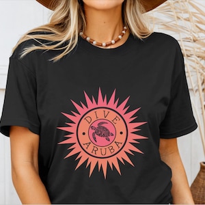 Dive Aruba Shirt Sea Turtle Tshirt Vintage Retro Aruba Tee Scuba Diving Aruba Souvenirs Diver Gift Idea Unisex T-Shirt