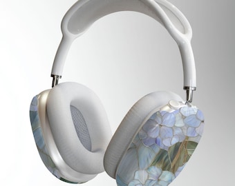 Blue Hydrangea Stained Glass Style Airpods Max Case Wildflower Floral Artful Aesthetic Gift Idea Apple AirPods Max Shell Case Cover