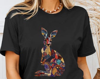 Kangaroo Shirt Wildflower Floral Pattern Tshirt Australian Animal Cute Kangaroo Lover Gift Idea T-Shirt