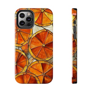 Geschnitten Orange Glasmalerei Telefonhülle Kunstvolle ästhetische Zitrusfrucht-Muster Hülle Geschenk iPhone 13 14 15 16 17 Pro Max Gehäuse Tough Phonecase Bild 4