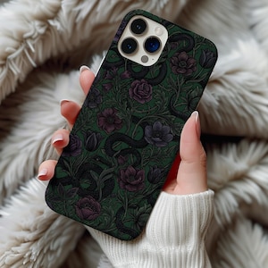 Wildflower Snake Gothic Phone Case Dark Botanical Floral Iphone 13 14 15 16 17 Pro Max Air & Samsung Galaxy S26 Tough Cases