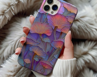 Rosa Pilze Glasmalerei Handyhülle Magic Shroom Samsung Galaxy S25 Iphone 13 14 15 16 17 Gehäuse Tough Phone Cases