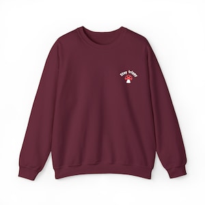 Stay Trippy Mushroom Embroidered Sweater Magic Mushroom Embroidery Nature Lover Sweatshirt Psychedelic Gift Unisex Crewneck Sweatshirt