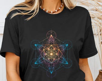 Sacred Geometry Shirt Metatron Cube Tshirt  Spiritual Psychedelic Trippy Esoteric T-Shirt