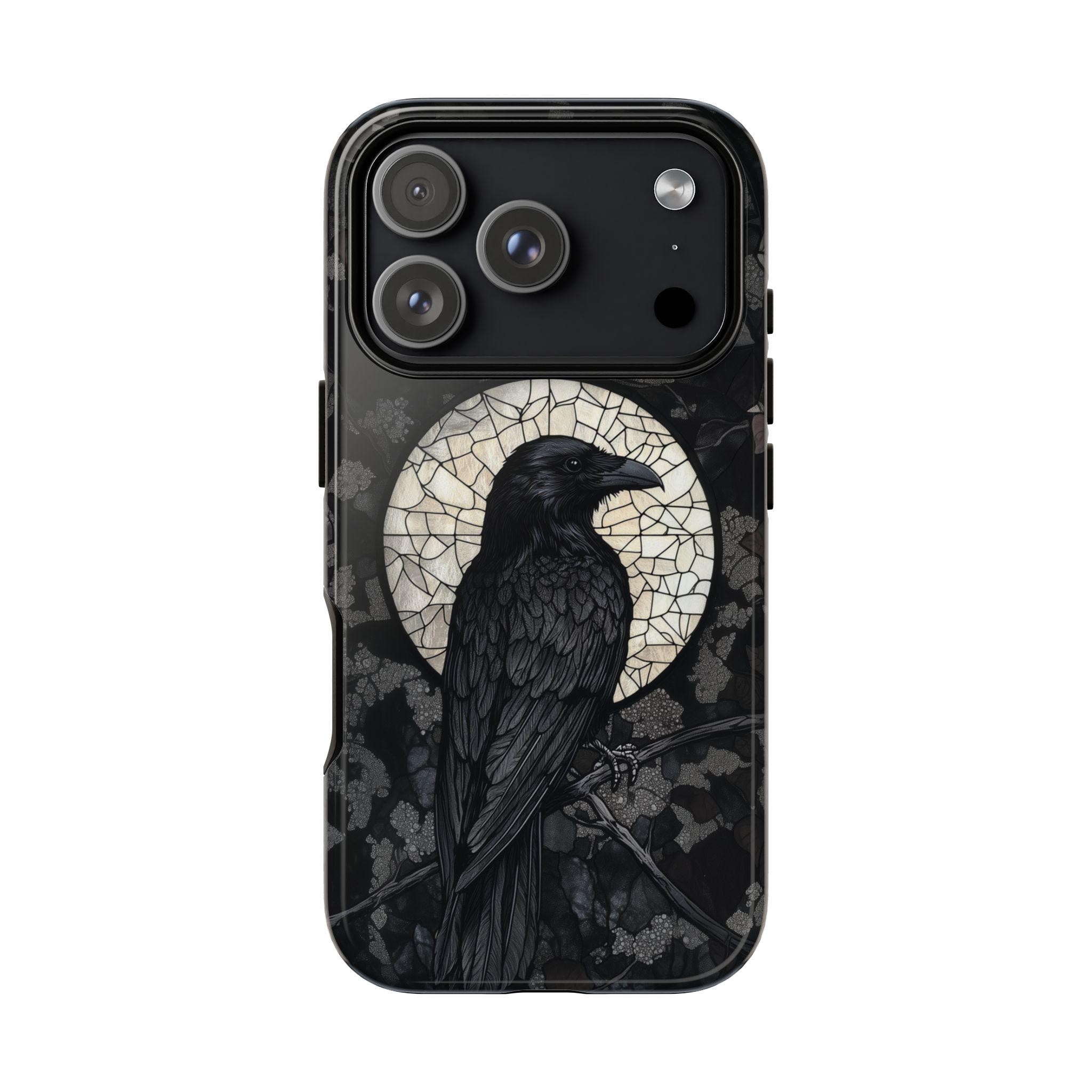 Black Crow Raven Stained Glass Gothic Phone Case iPhone 13 14 15