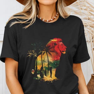 Lion Of Judah Shirt Reggae Music Tshirt Vintage Jamaican Palm Trees Rastafari Rasta African Jamaica Rastafarian Tee Gift Idea T-Shirt