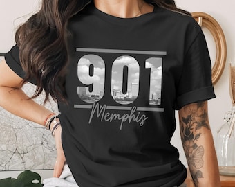 Memphis 901 Area Code T-Shirt | TN City Skyline Shirt | Urban Hometown Souvenir Tee for Locals & Tourists | Modern Memphis Fan Apparel Gift