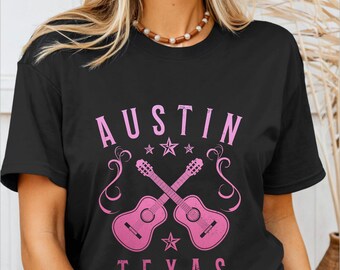 Austin Texas Shirt Guitar Player Austin TX Pride Tshirt Vintage Blues Folk Country Music Gift Idea Austin Souvenirs T-Shirt