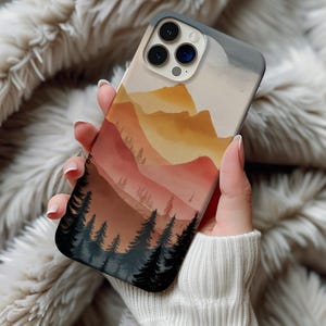 Nature Lover Phone Case Minimalist Mountain Pine Tree Forest Iphone 13 14 15 16 17 Pro Max Air & Samsung Galaxy S26 Tough Cases