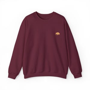Bison Embroidery Sweater Embroidered American Buffalo Sweatshirt National Park Animal Lover Gift Idea Unisex Crewneck Sweatshirt