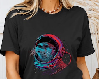 Otter Space Shirt Sea Otter Tshirt Cute Animal Astronaut Colorful Vintage Otter Lover Gift Idea T-Shirt