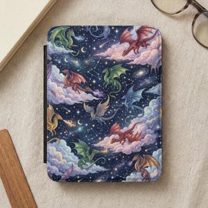 Dragon Galaxy Kindle Paperwhite Case, Fantasy Starry Night Cover, Celestial Creature Art E-Reader Protector, Mythical Dragon Book Sleeve
