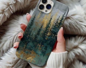 Pinienwald Handyhülle Abstrakt Natur Liebhaber Vintage Malerei Iphone 13 14 15 16 17 Samsung Galaxy S25 Gehäuse Tough Case