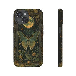 Funda para teléfono Lunar Moth Luna llena Ocultismo Gótico Cottagecore Fairycore Moth Iphone 13 14 15 16 17 Pro Max Air Samsung Galaxy S26 Fundas resistentes