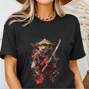 Samurai Frog Shirt Funny Frog Tshirt Japanese Samurai Frog Lover Gift T-Shirt