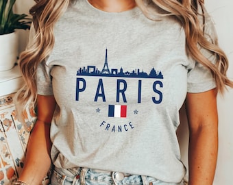 Paris Skyline Shirt France Paric Tshirt French Flag Eiffel Tower Paris Souvenirs Pride Gift Idea Unisex T-Shirt