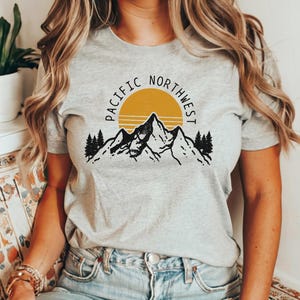 PNW Shirt Pacific Northwest T-Shirt Oregon Washington Vintage Mountains Hiking Nature Outdoors Souvenir Pride PNW Gift Idea