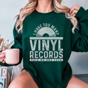 Vinyl Record Sweatshirt Vintage DJ Sweater Retro Record Player Music Lover Collector Audiophile Gift Idea Crewneck Sweatshirt