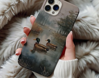 Custodia per telefono con motivo "German Duck Hunting" e dipinto a olio vintage, motivo "Anatre Hunter", per iPhone 13, 14, 15, 16, 17 Pro Max Air, Samsung Galaxy Phonecase