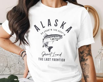 Alaska Salmon Fish T-Shirt Unisex Fishing Tee The Last Frontier Gift