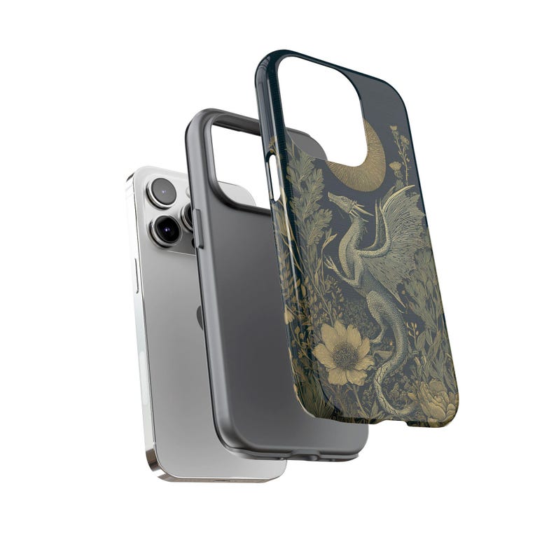 Dragon Phone Case Dark Botanical Fantasy Cottagecore iPhone 13 14 15 16 17 Pro Max Air & Samsung Galaxy S26 Tough Cases image 4