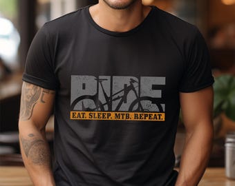 Mountain Bike Shirt Eat Slep MTB Repeat Vintage Mountain Biking Tshirt Enduro Bicycle Downhill T-Shirt MTB Tee Mountain Biker Gift idea